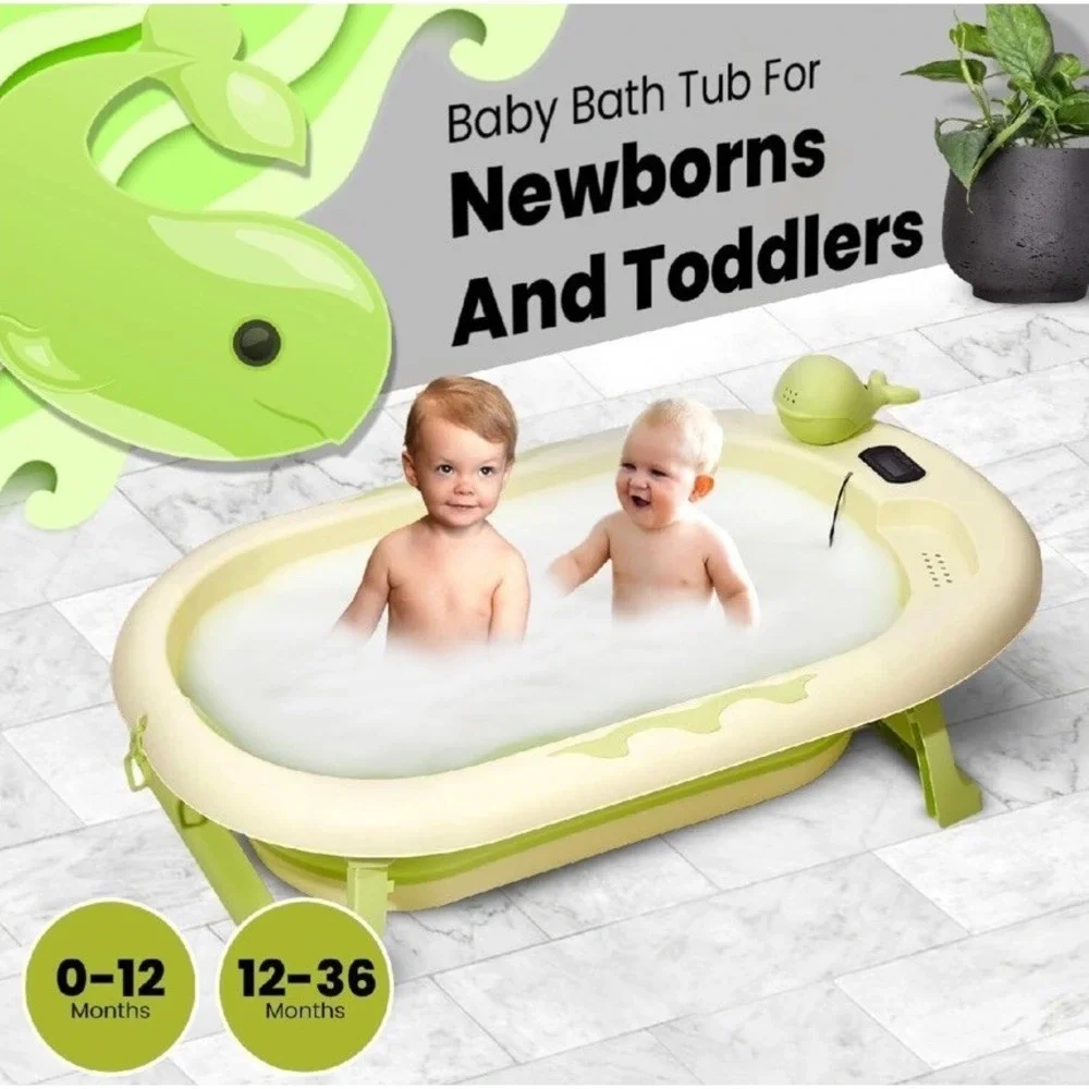 Tiny Totz Collapsible Baby Bathtub with Thermometer Portable Newborn-Toddler NIB